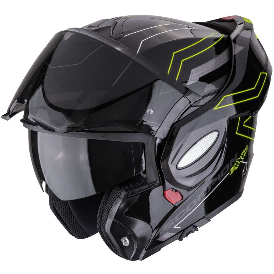 Casco Moto Modulare P/J Scorpion EXO-TECH EVO CONQUER Nero-Neon Giallo