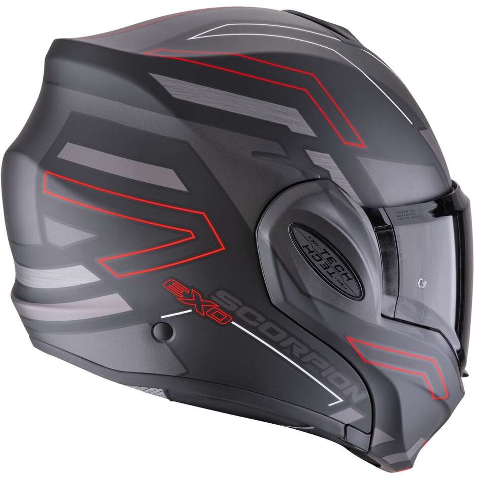Casco Moto Modulare P/J Scorpion EXO-TECH EVO CONQUER Nero Opaco-Rosso