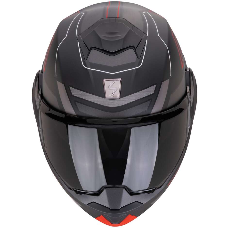 Casco Moto Modulare P/J Scorpion EXO-TECH EVO CONQUER Nero Opaco-Rosso