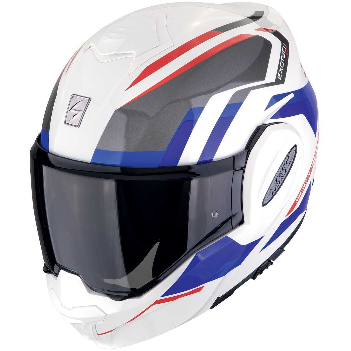 Casco Moto Modulare P/J Scorpion EXO-TECH EVO FURIO Bianco Rosso Blu