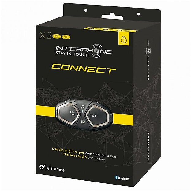 Kit Coppia di Interfoni Moto Bluetooth Cellular Line CONNECT (2 PEZZI) fino a 2 motociclisti e 300 metri