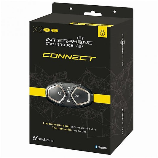 Kit Coppia di Interfoni Moto Bluetooth Cellular Line CONNECT (2 PEZZI) fino a 2 motociclisti e 300 metri