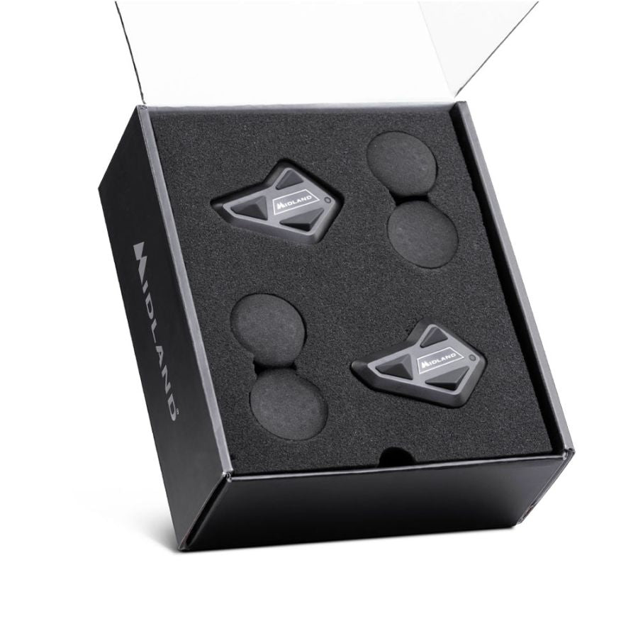 Interfono Midland BT Mini Doppio (2 Pezzi) Comunicazione moto a moto fino a 4 persone e condivisione della musica.