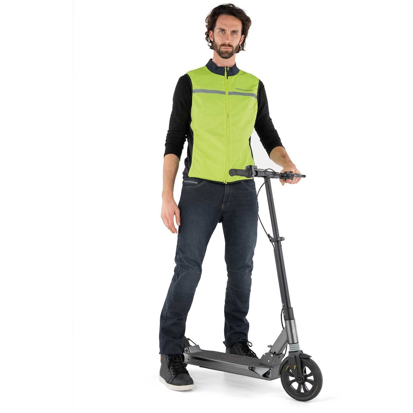 Giacche Bici Tucano Urbano b701NANO SWITCH GILET Blu Scuro Giallo Fluo