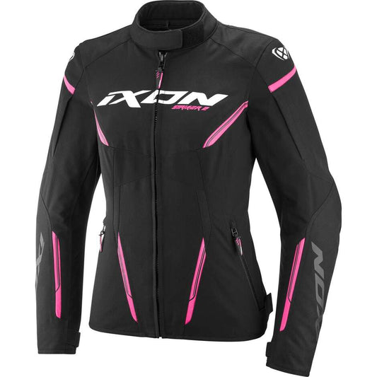 Giubbotto Moto Donna Ixon STRIKER 2 LADY Nero Rosa Vivo