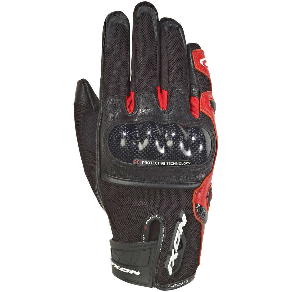 Guanti Moto Estivi Ixon RS Rise Air In Pelle e Tessuto Nero Rosso (In Esaurimento)