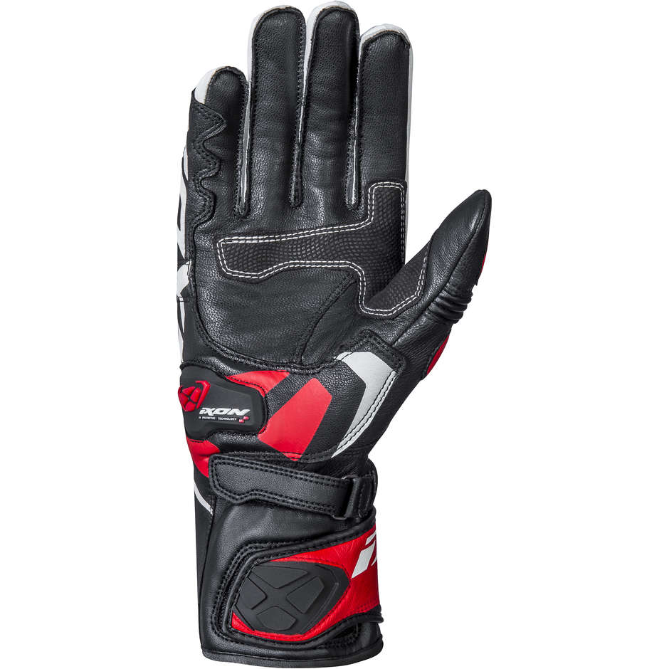 Guanti Moto In Pelle Sportivi Ixon RS CIRCUIT-R Nero-Rosso (In Esaurimento)