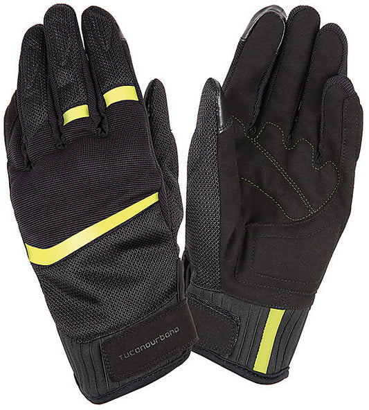 Guanti Moto in Tessuto Tucano Urbano 9962HM PENNA Nero Giallo Fluo