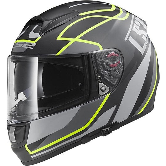 Casco Moto Integrale in Fibra LS2 FF397 Vector Vintage Nero Opaco Giallo Hi-Vision (In Esaurimento)