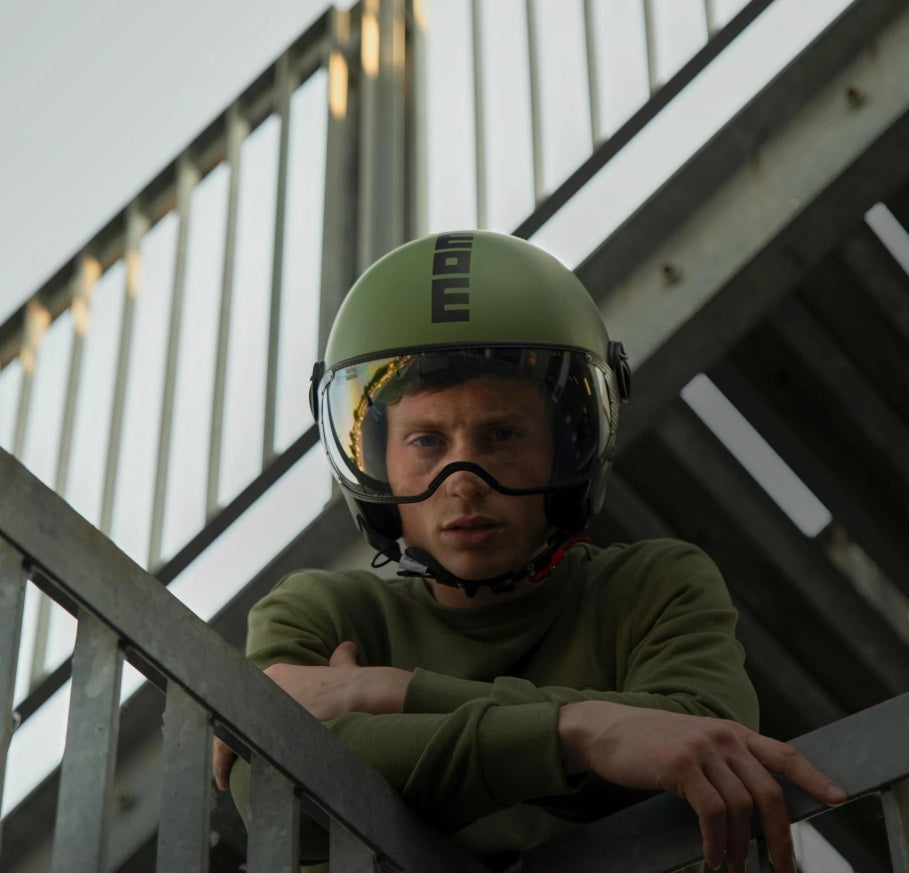Casco Momo Design jet FGTR CLASSIC E2206 Verde Militare Opaco-Nero