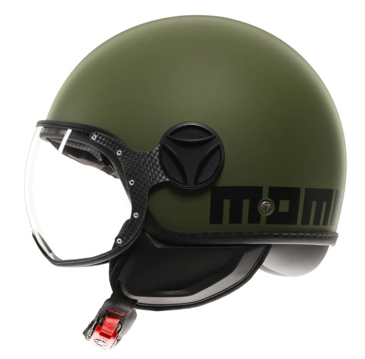 Casco Momo Design jet FGTR CLASSIC E2206 Verde Militare Opaco-Nero