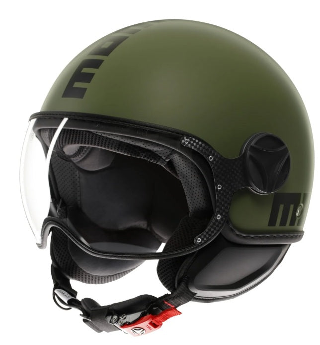 Casco Momo Design jet FGTR CLASSIC E2206 Verde Militare Opaco-Nero