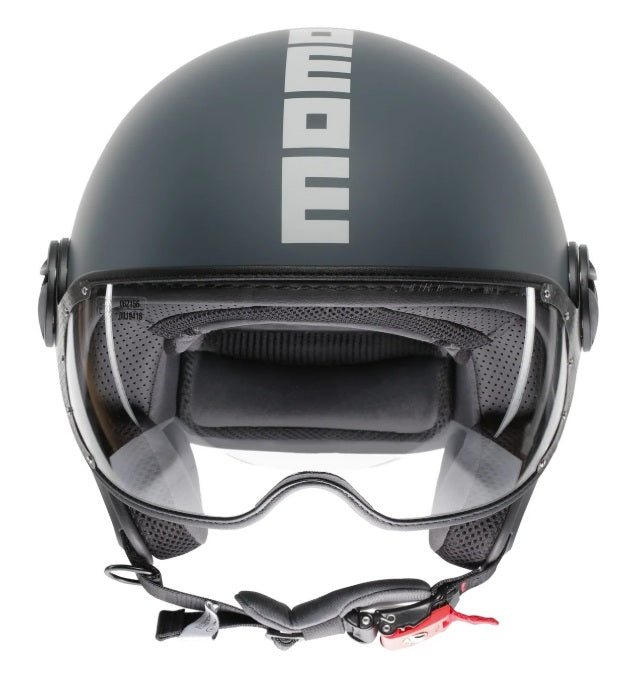 Casco Momo Design jet FGTR CLASSIC Candy E2206 Grigio Ottanio-Bianco