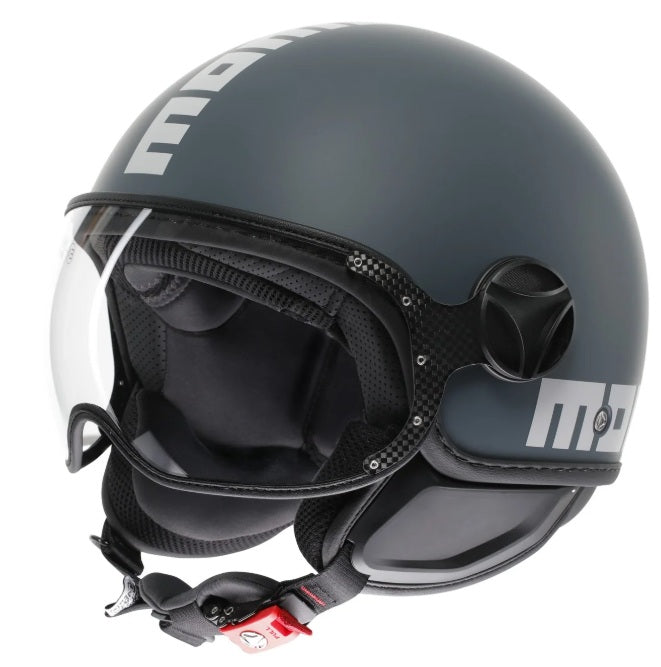Casco Momo Design jet FGTR CLASSIC Candy E2206 Grigio Ottanio-Bianco