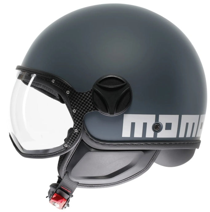 Casco Momo Design jet FGTR CLASSIC Candy E2206 Grigio Ottanio-Bianco