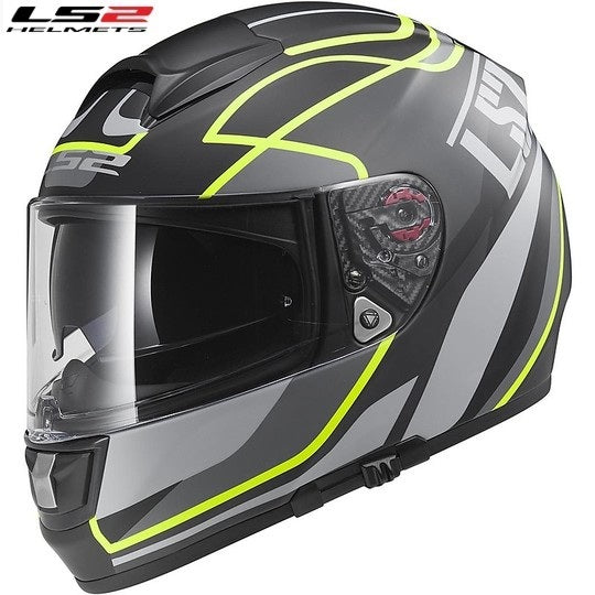 Casco Moto Integrale in Fibra LS2 FF397 Vector Vintage Nero Opaco Giallo Hi-Vision (In Esaurimento)
