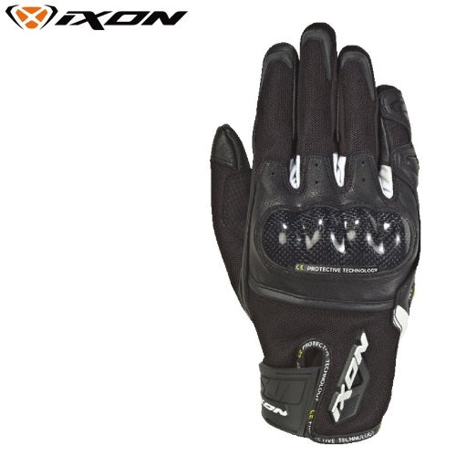 Guanti Moto Estivi Ixon RS Rise Air In Pelle e Tessuto Nero Bianco (In Esaurimento)