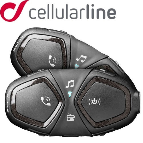 Kit Coppia di Interfoni Moto Bluetooth Cellular Line ACTIVE (2 PEZZI) fino a 4 motociclisti e 1km