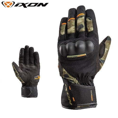 Guanti Moto da Uomo Invernali in Tessuto Ixon PRO RUSSEL CE Kaki Camo-Arancione (In Esaurimento)