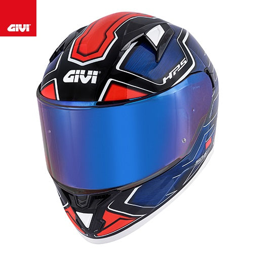 Casco Moto Integrale Givi 50.6 Sport Deep Blu Rosso Doppia Visiera (In Esaurimento)