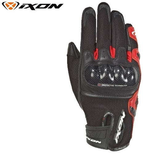 Guanti Moto Estivi Ixon RS Rise Air In Pelle e Tessuto Nero Rosso (In Esaurimento)
