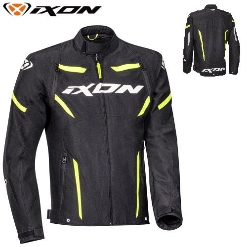 Giubbotto IXON STRIKER RETRO in tessuto UOMO nero-bianco-giallo fluo