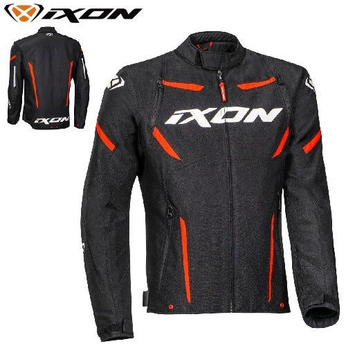 Giubbotto IXON STRIKER RETRO in tessuto UOMO nero-bianco-rosso