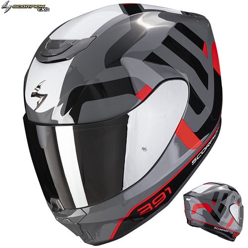 Casco Moto Integrale Scorpion EXO-391 AROK Grigio Rosso Nero (In Esaurimento)