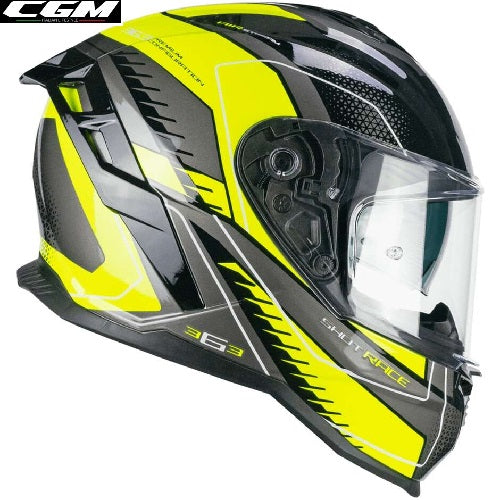 Casco Moto Integrale CGM 363G SHOT RACE Nero Giallo fluo