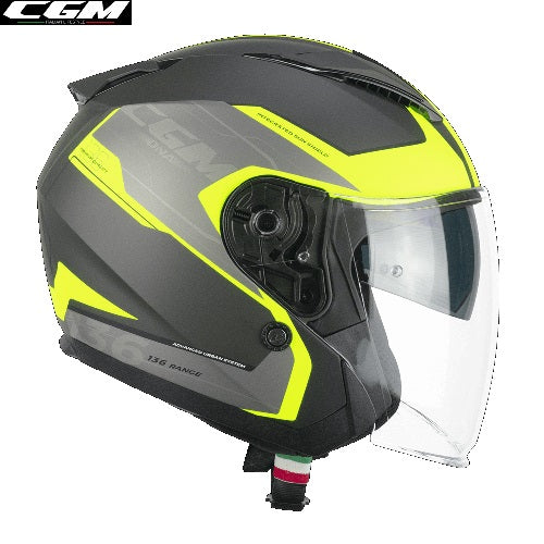 Casco Moto Jet CGM 136S DNA APACHE Grafite Giallo fluo opaco