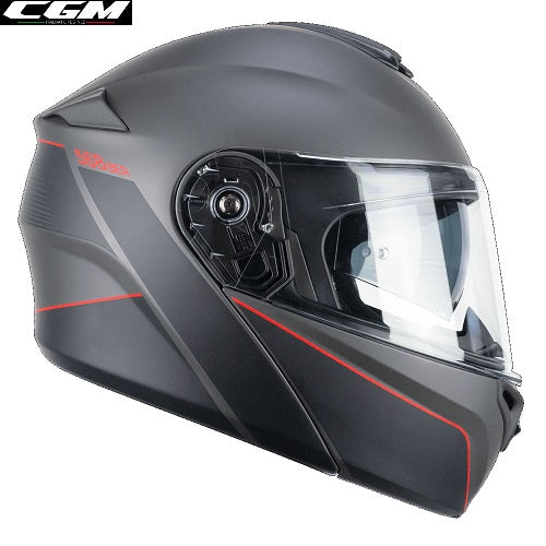 CASCO MODULARE CGM BER DRESDA Nero Opaco-Rosso 22.06 (In Esaurimento)