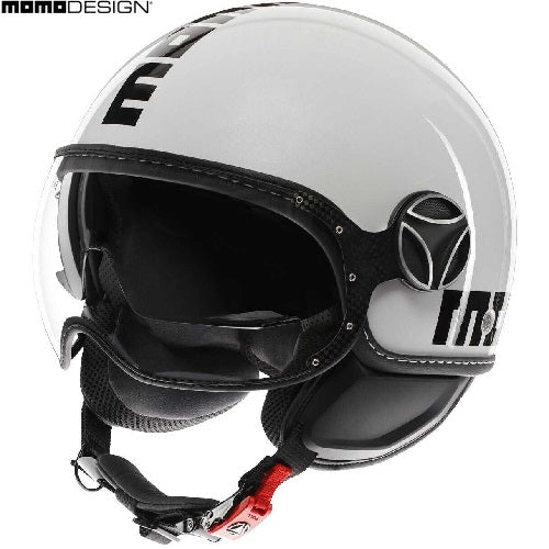Casco Momo Design jet FGTR EVO Mono E2206 Bianco Quarzo Lucido-Nero