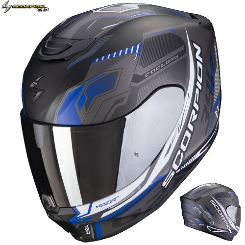 Casco Moto Integrale Scorpion EXO-391 HAUT Opaco Nero Silver Blu (In Esaurimento)