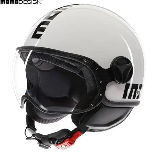 Casco Momo Design jet FGTR CLASSIC E2206 Bianco Lucido-Nero