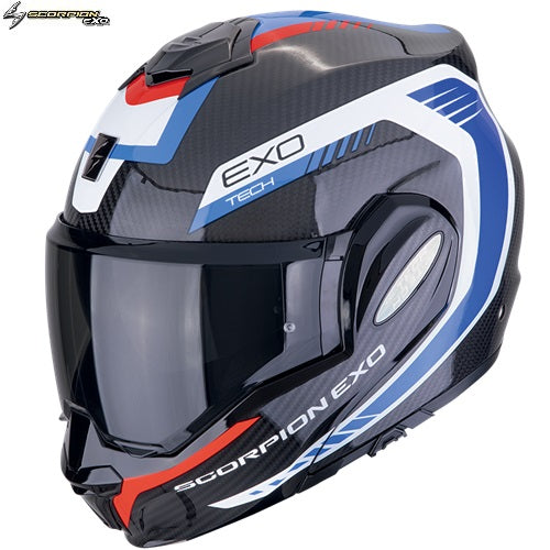 Casco Moto Modulare P/J Scorpion EXO-TECH EVO CARBON COSY Nero Blu Rosso