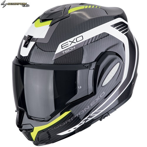 Casco Moto Modulare P/J Scorpion EXO-TECH EVO CARBON COSY Nero Neon giallo