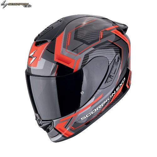 Casco Moto Integrale In Fibra Scorpion EXO-1400 EVO II AIR LINART Nero Rosso (In Esaurimento)
