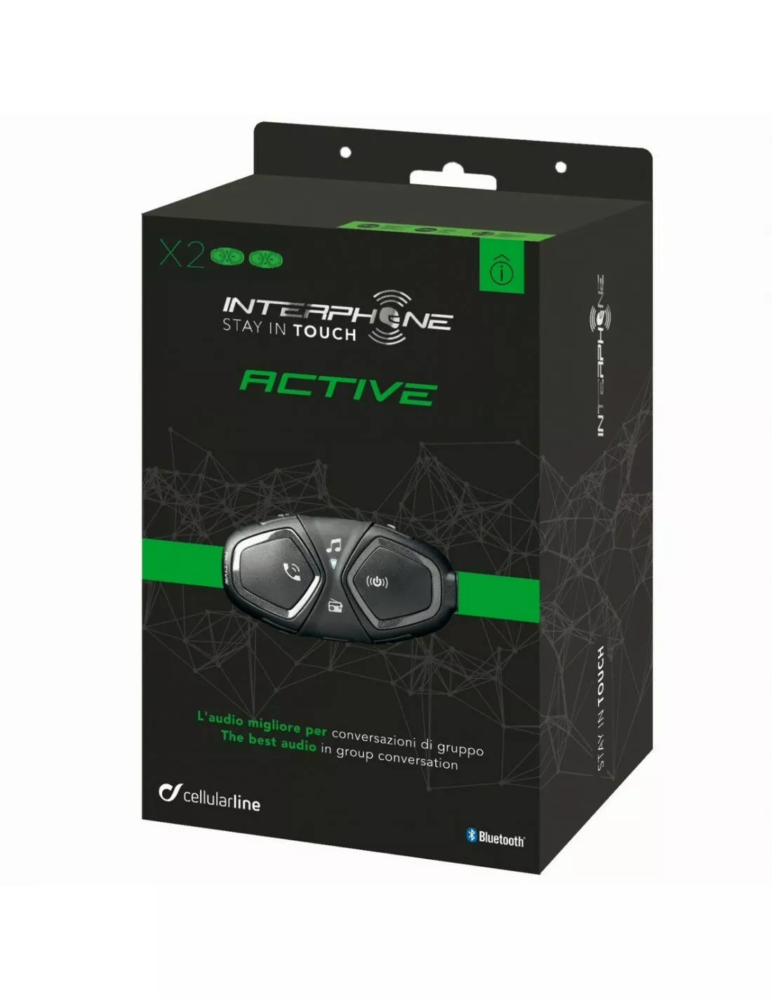 Kit Coppia di Interfoni Moto Bluetooth Cellular Line ACTIVE (2 PEZZI) fino a 4 motociclisti e 1km
